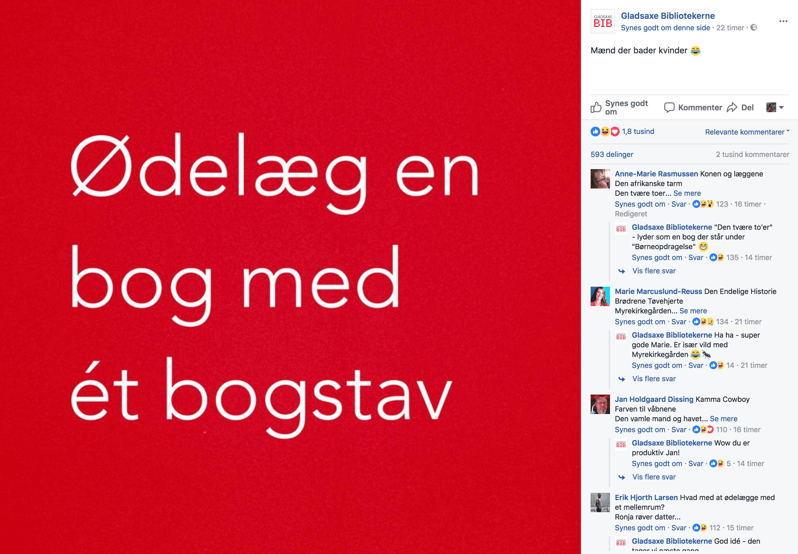 Opslaget fra Gladsaxe Bibliotek, som gik viralt.