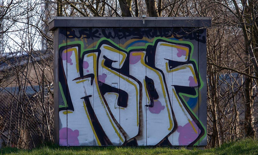 HSDF er af de mest udbredte tags i Esbjerg. Her er graffitien lavet som et throw-up, der er et udtryk for større stykker graffiti. Men HSDF er også udbredt som tags, der er mindre og grovere i sin udformning. De største og mest tidskrævende stykker graffiti kaldes pieces.
