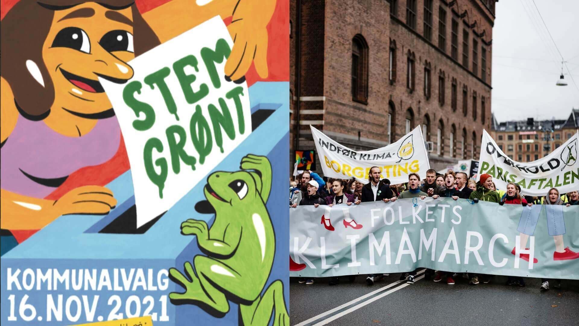 Kunstneren Huskmitnavn har lavet en af de plakater, som begynder at blive hængt op fra på lørdag. Det er en del af en større politisk kampagne, som Klimabevægelsen kører for at sætte et grønt fokus til kommunalvalget. Folkets Klimamarch 6. november er også en del af kampagnen.