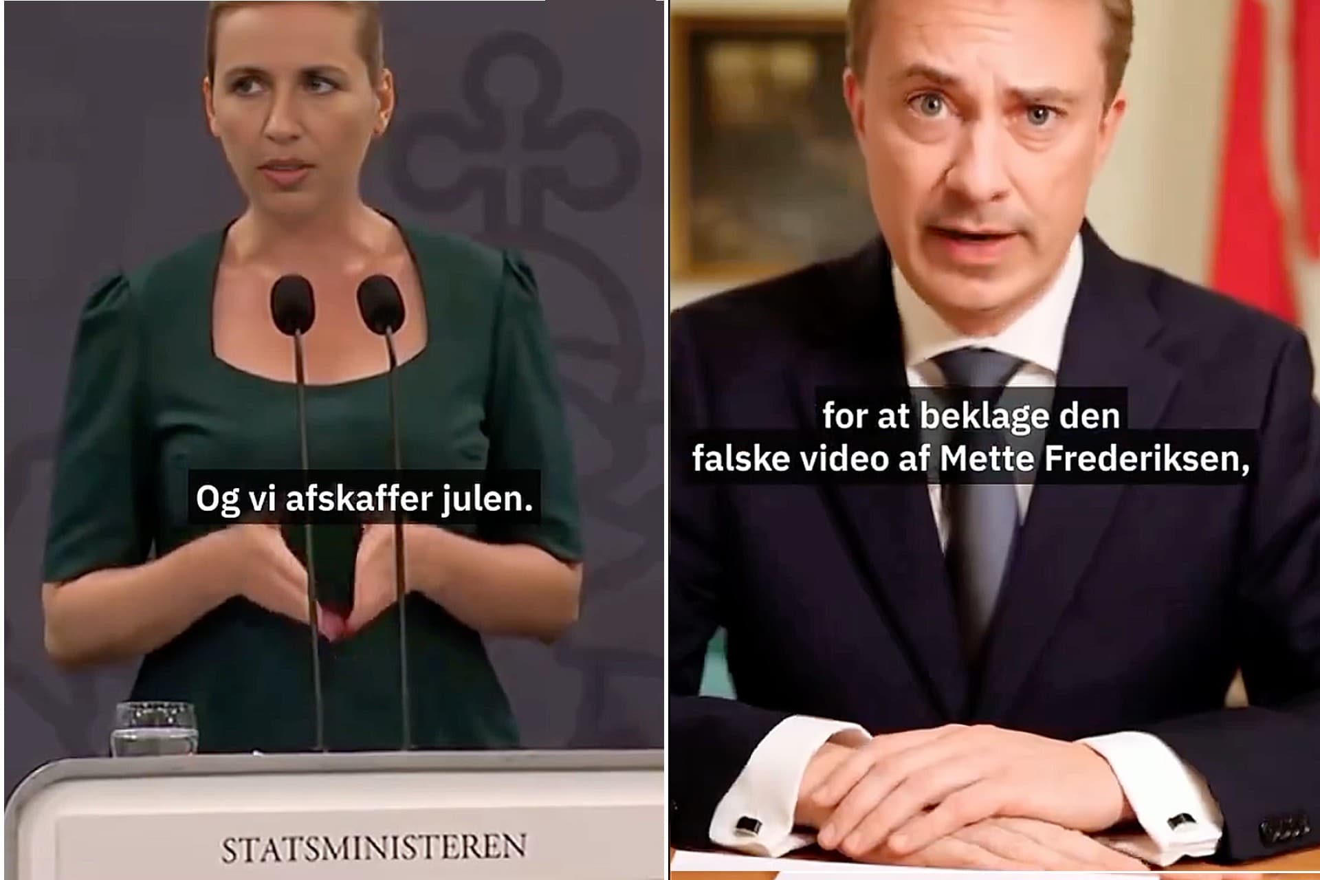 En falsk statsminister og en falsk afsender af det falske budskab.