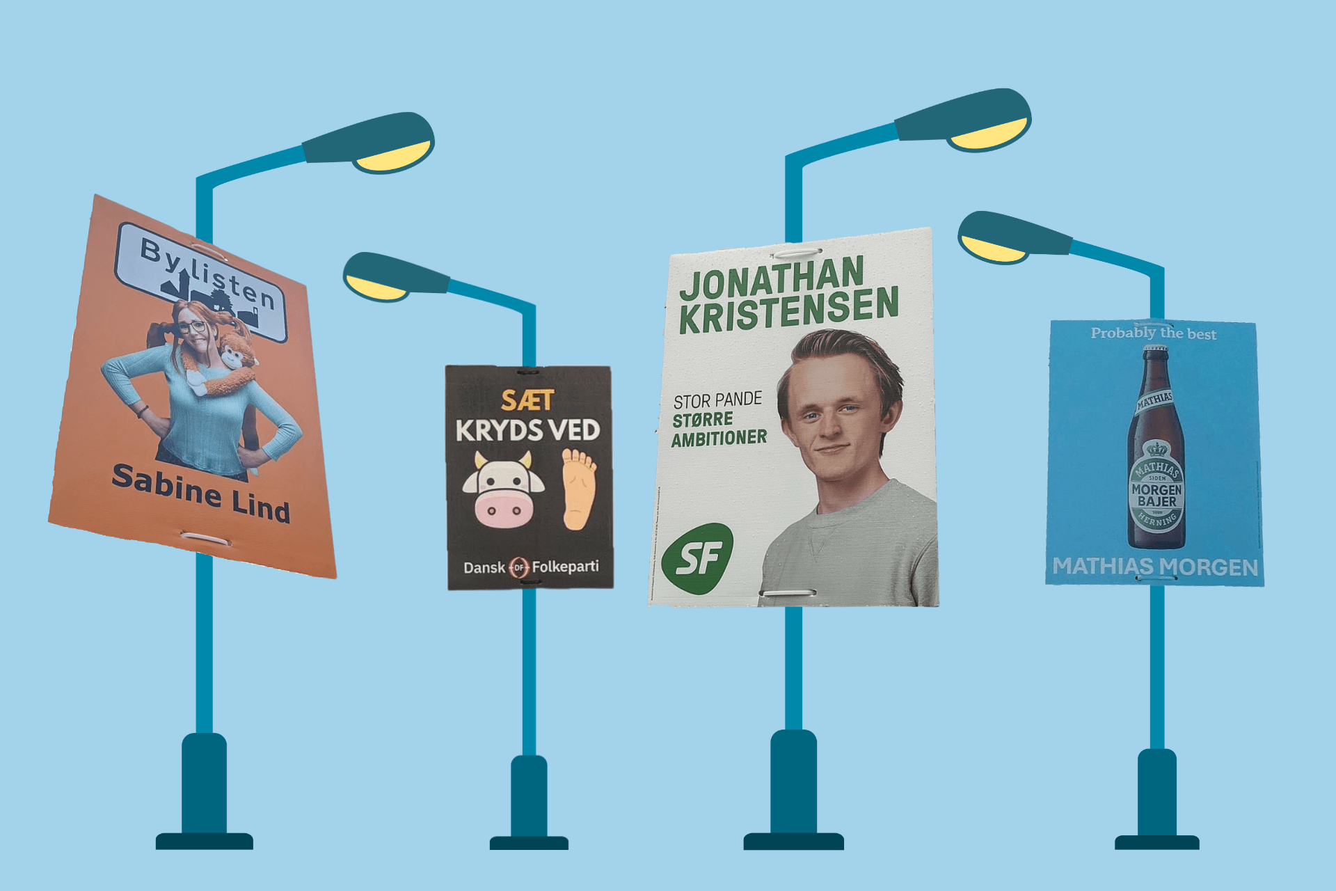 Flere kandidater har ved årets kommunalvalg valgt at skille sig ud fra mængden med kreative og humoristiske valgplakater. Det er en fornuftig strategi, hvis man vil ses, siger ekspert i politisk retorik. 
